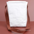 White Kraft Paper Crossbody Bag Spacious Shoulder Bag For School